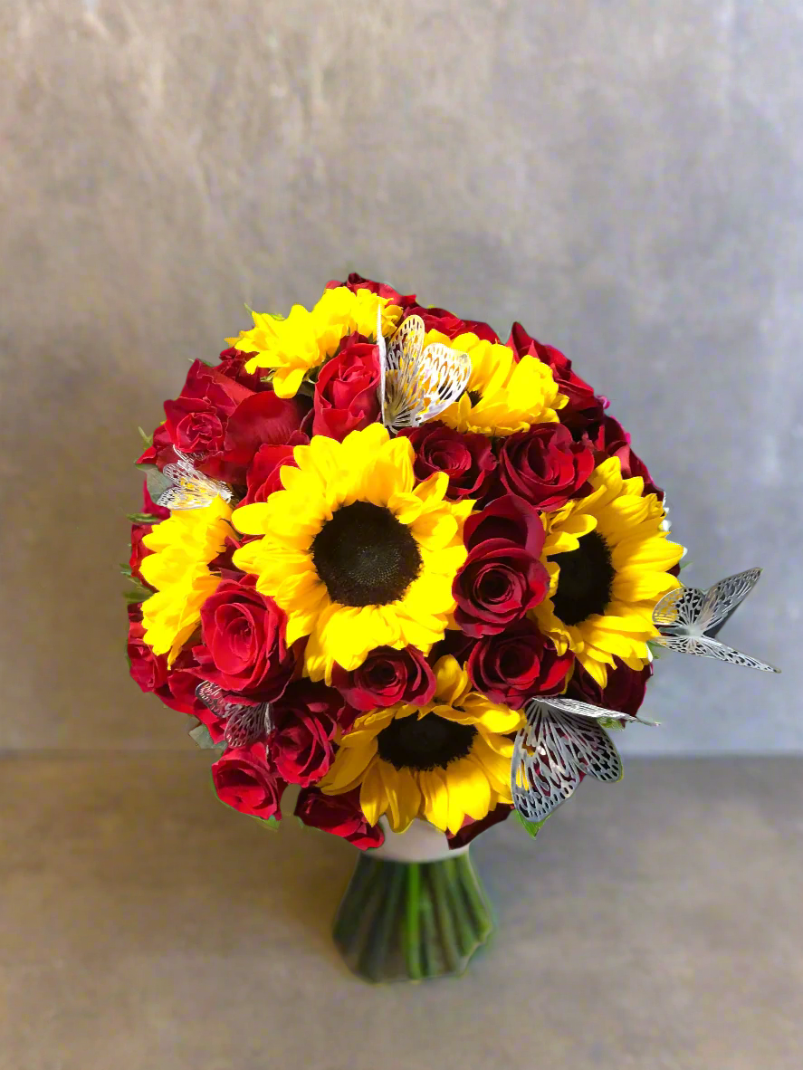 Roses and sunflowers