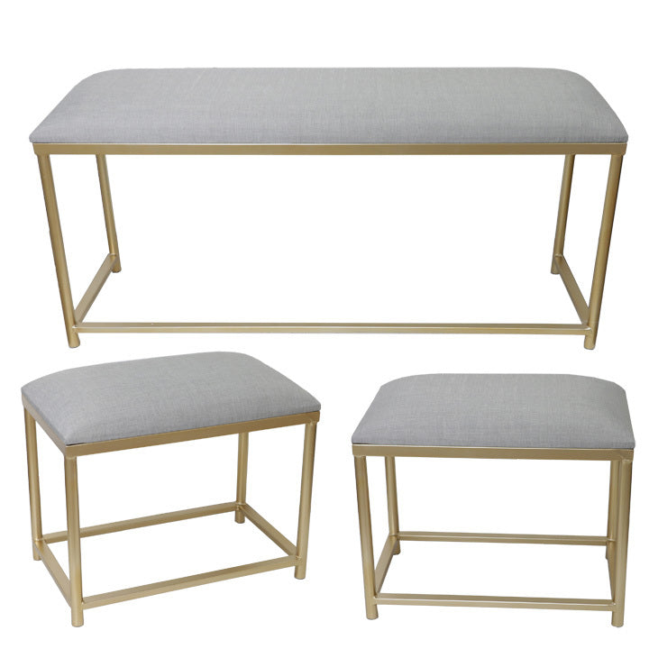 Grey and Gold Bench Set Plants N' Petals