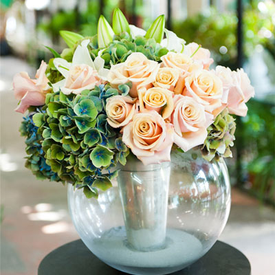 succulent and hydrangea bouquet Rose and Hydrangea Bouquet