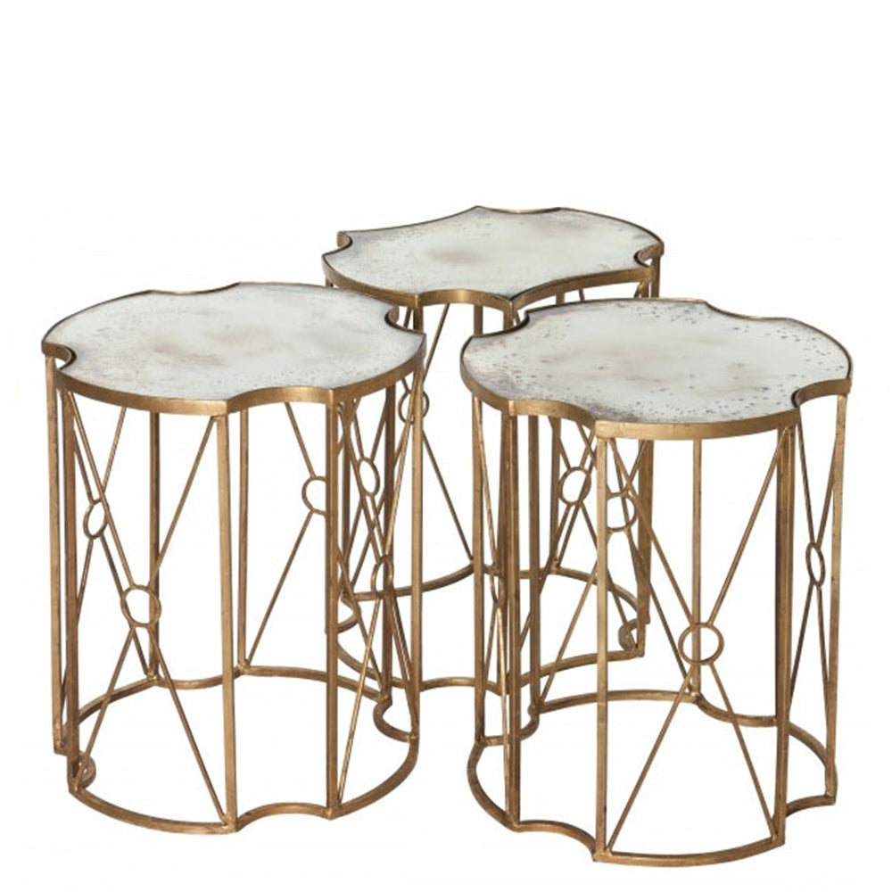 Mirror and Gold End Tables