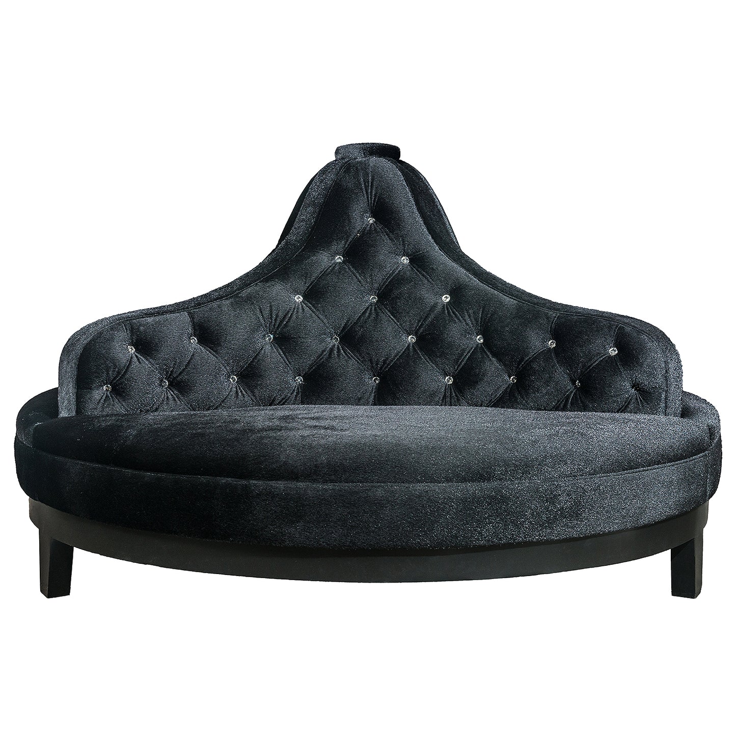 Tufted Round Black Ottoman