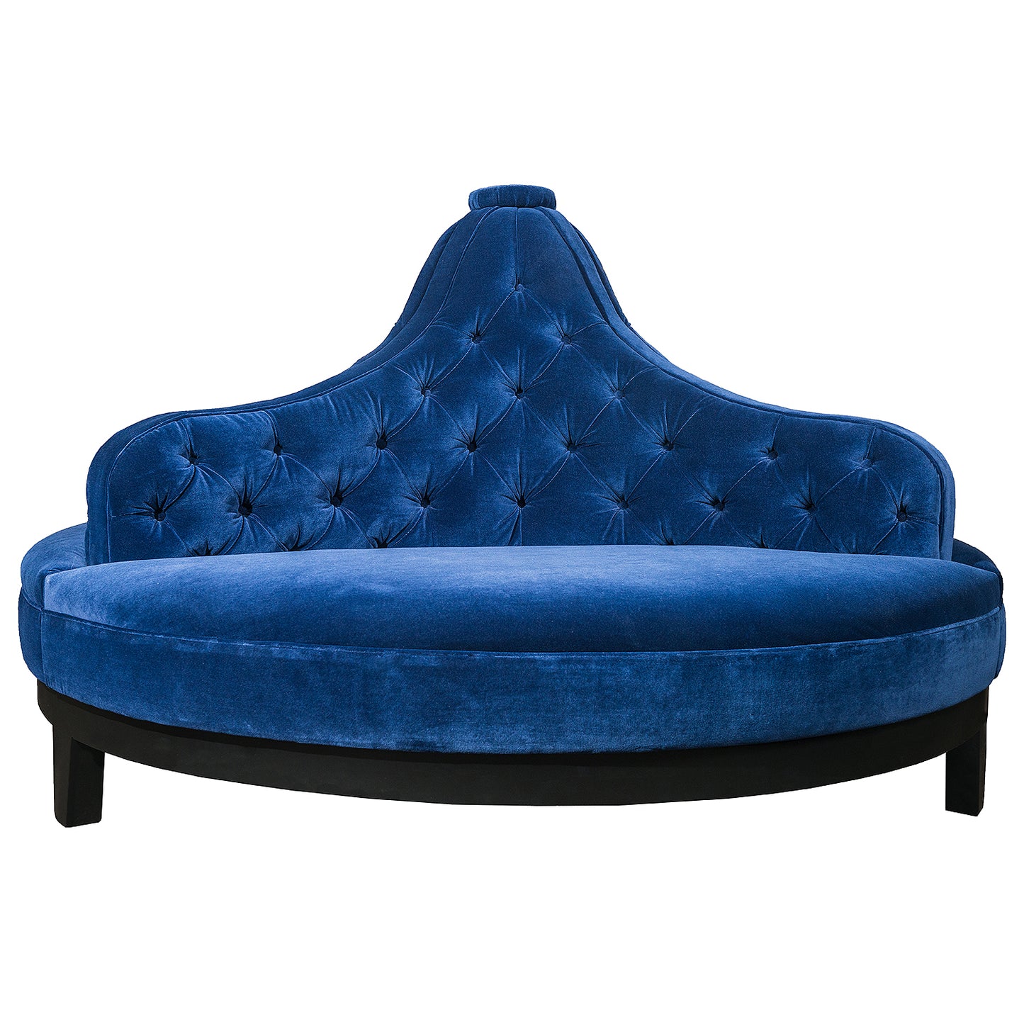 Tufted Navy Blue Round Ottoman
