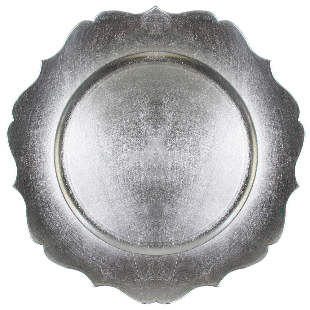 Silver Scallop Acrylic Charger