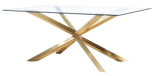 Gold and Glass X Base Table